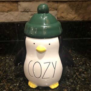 Rae Dunn COZY Penguin With Green Hat Winter Holiday Decor